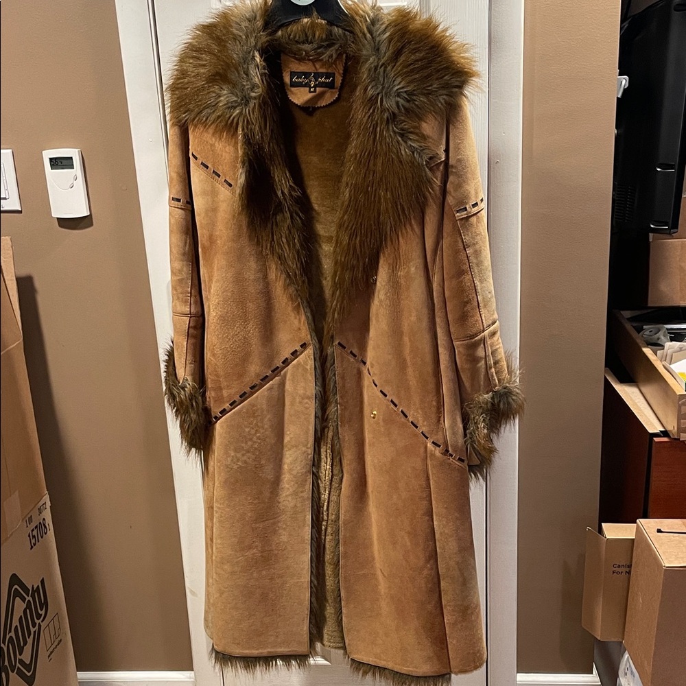 Women’s suede Baby Phat long coat